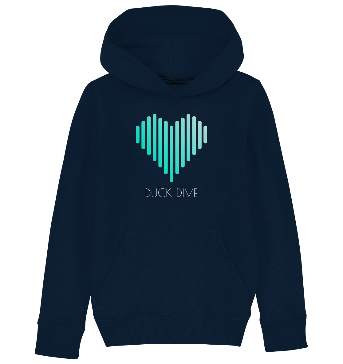 Kids Hoodie Striped Heart - Kids Organic Hoodie - Duck Dive Clothing