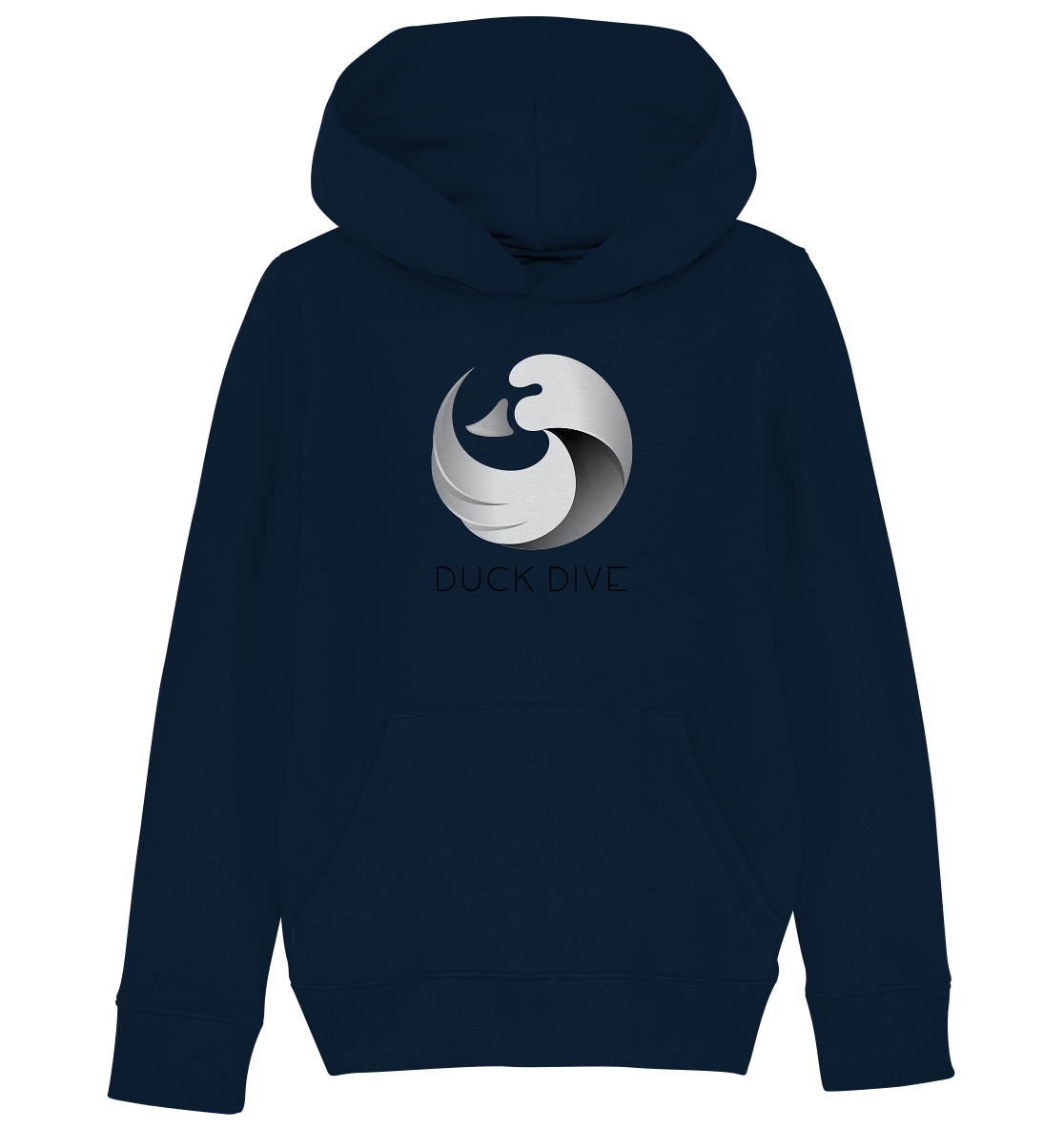 Kids Hoodie - Duck &amp; Wave Silver - Kids Organic Hoodie - Duck Dive Clothing