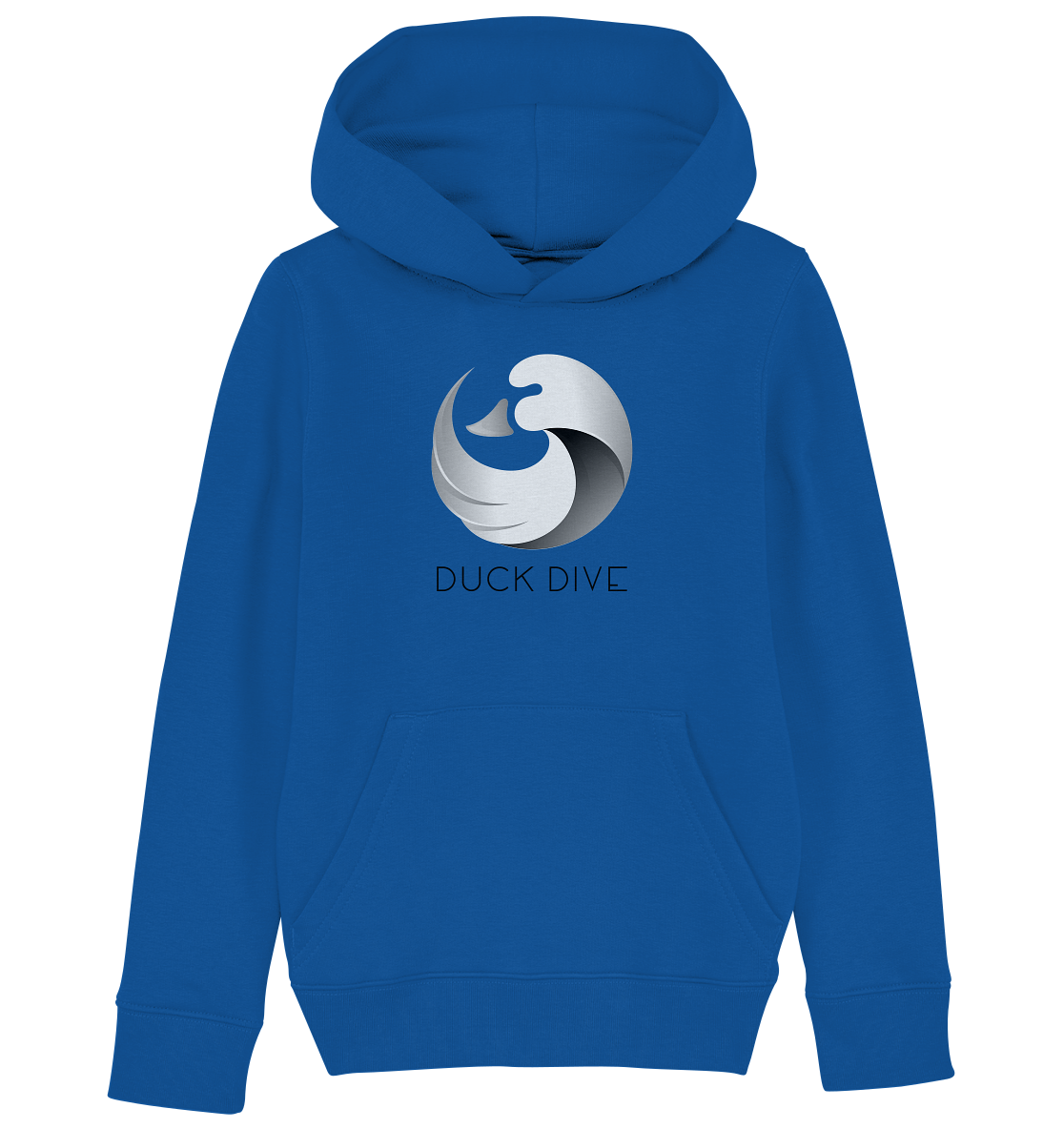 Kids Hoodie - Duck &amp; Wave Silver - Kids Organic Hoodie - Duck Dive Clothing