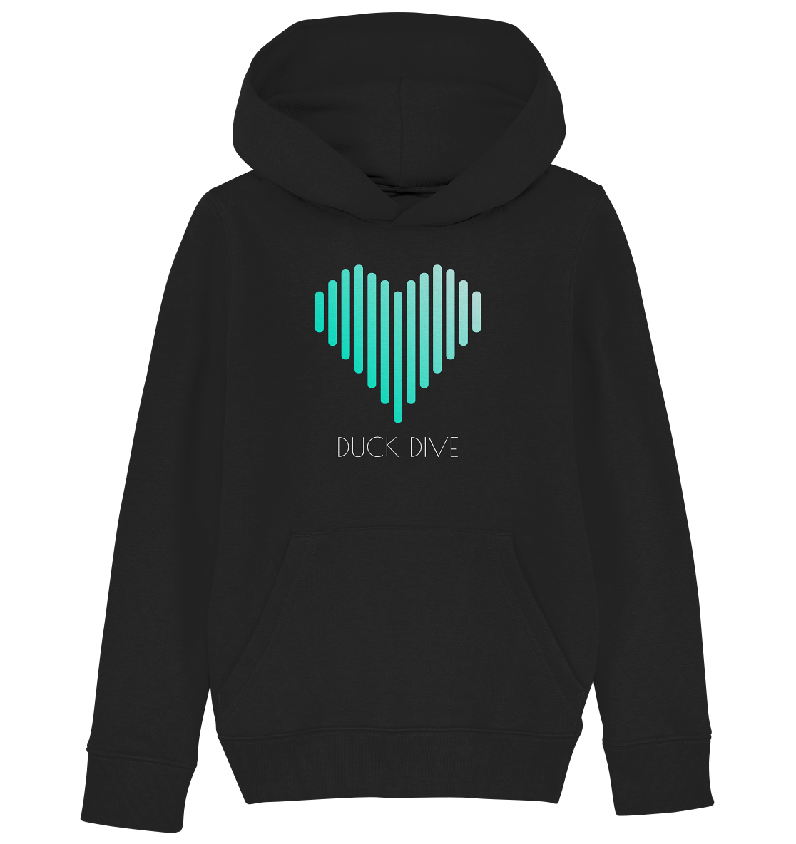 Kids Hoodie Striped Heart - Kids Organic Hoodie - Duck Dive Clothing