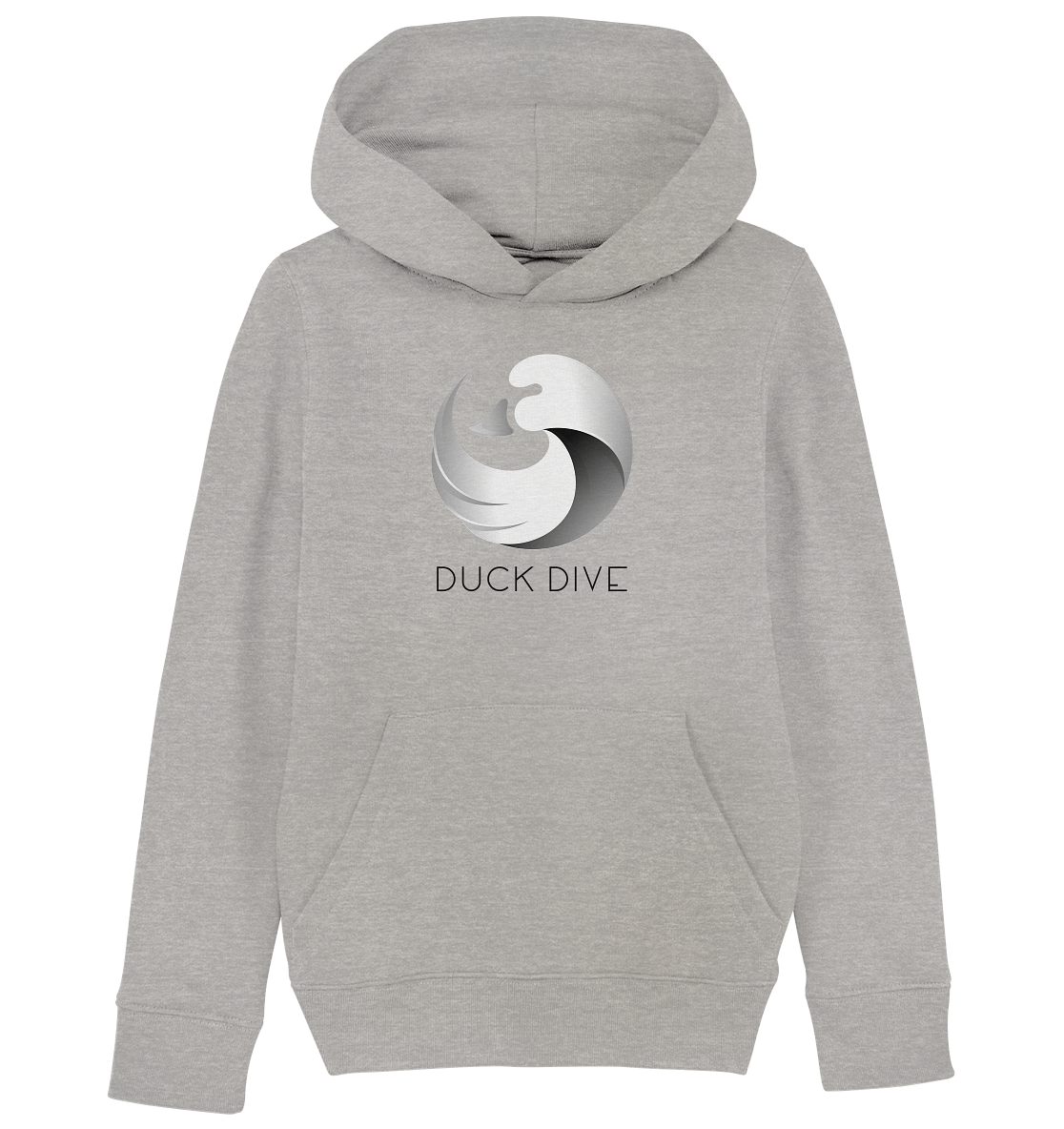 Kids Hoodie - Duck &amp; Wave Silver - Kids Organic Hoodie - Duck Dive Clothing