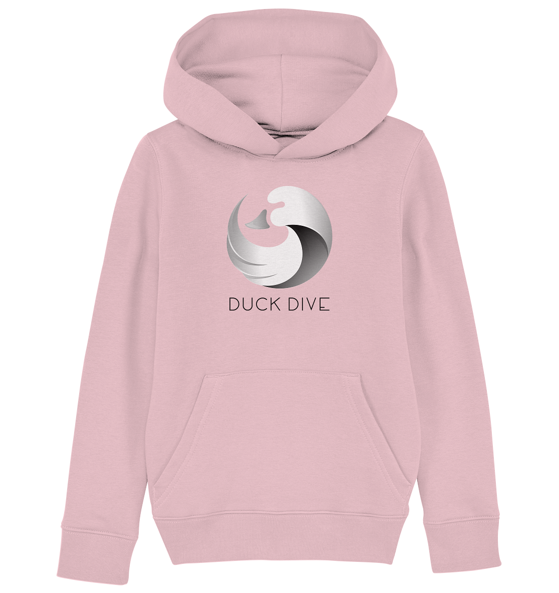 Kids Hoodie - Duck &amp; Wave Silver - Kids Organic Hoodie - Duck Dive Clothing