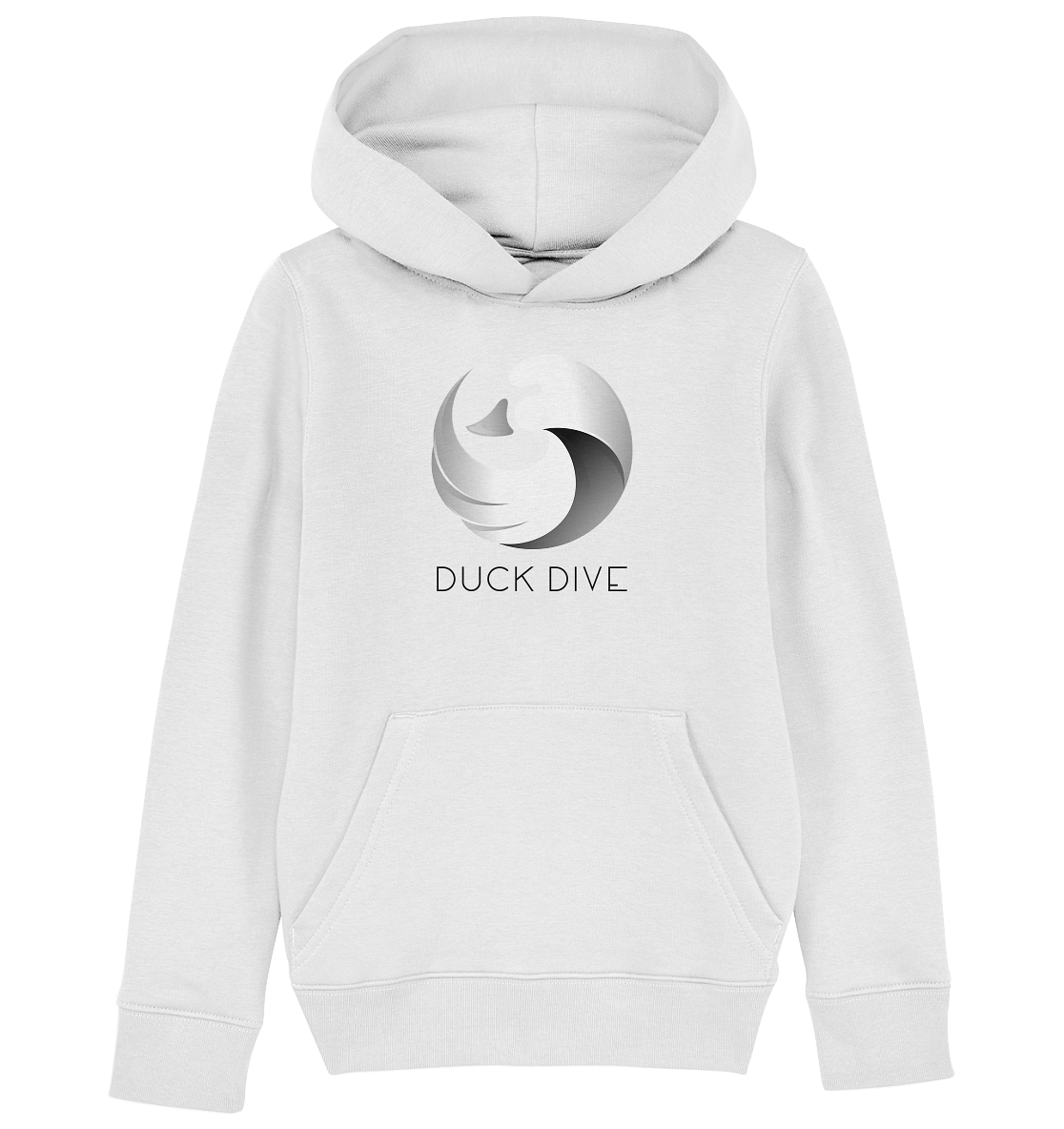 Kids Hoodie - Duck &amp; Wave Silver - Kids Organic Hoodie - Duck Dive Clothing