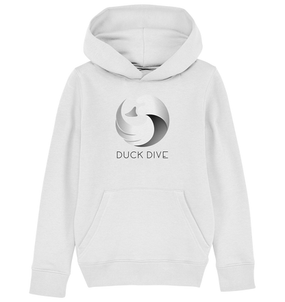 Kids Hoodie - Duck &amp; Wave Silver - Kids Organic Hoodie - Duck Dive Clothing