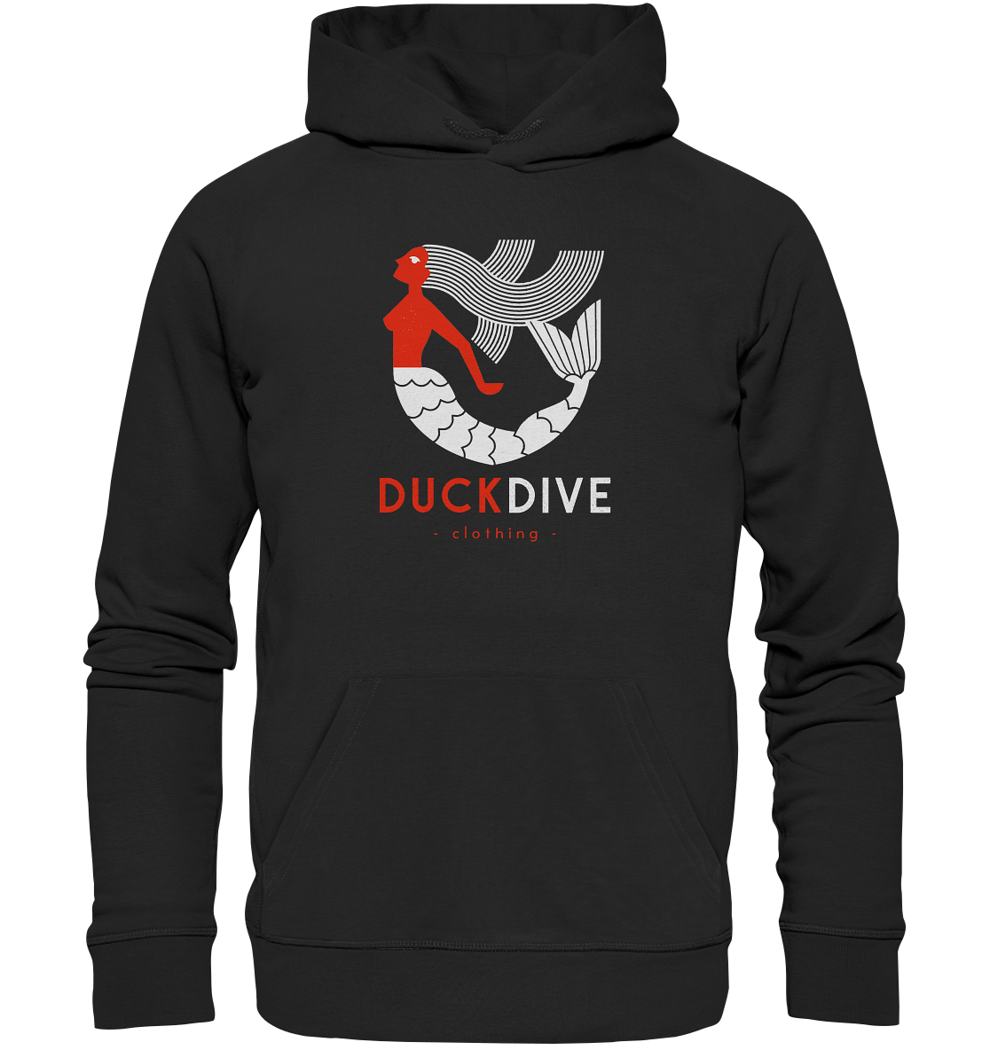 Hoodie - Red Mermaid - Organic Hoodie - Duck Dive Clothing