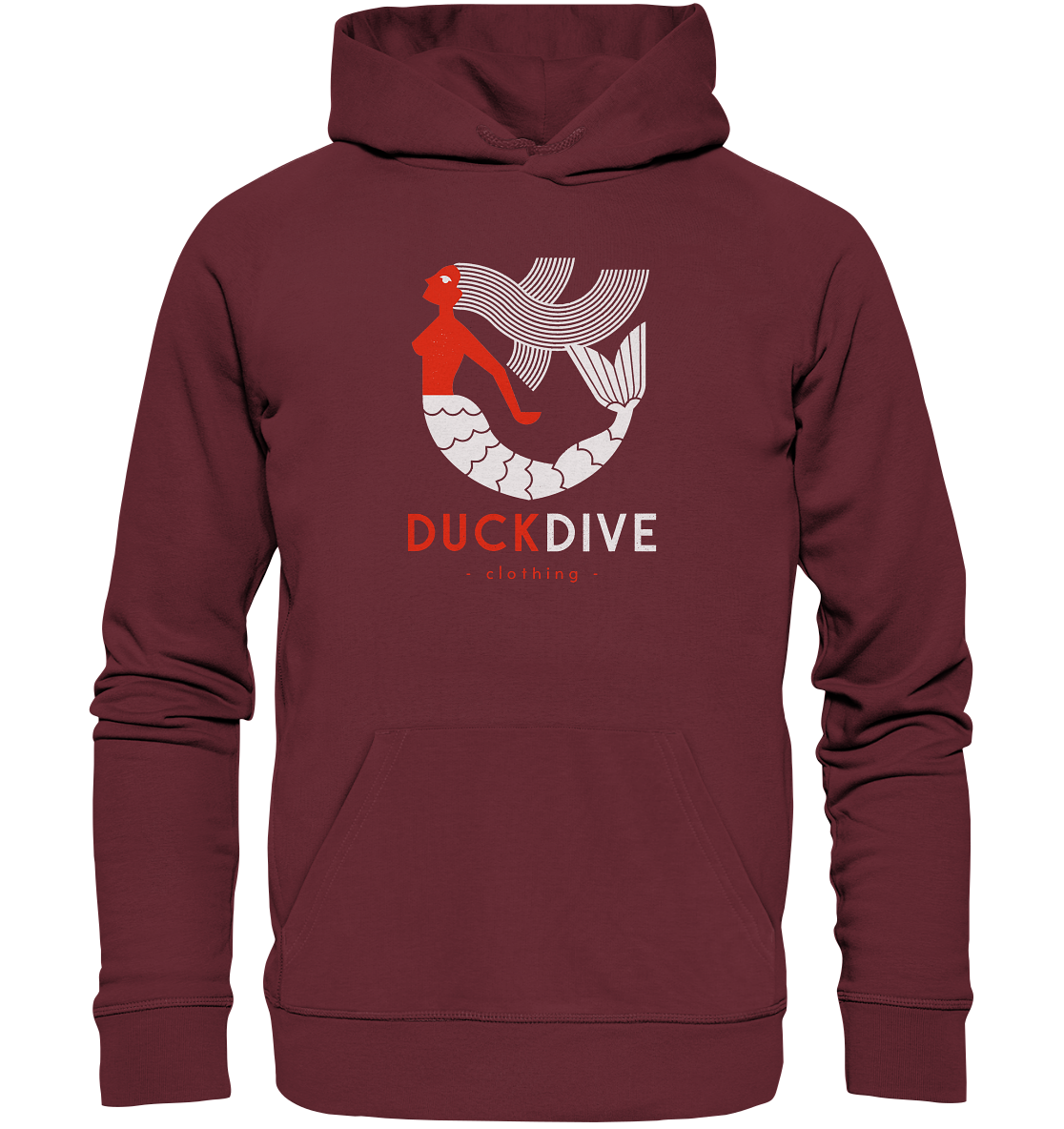 Hoodie - Red Mermaid - Organic Hoodie - Duck Dive Clothing