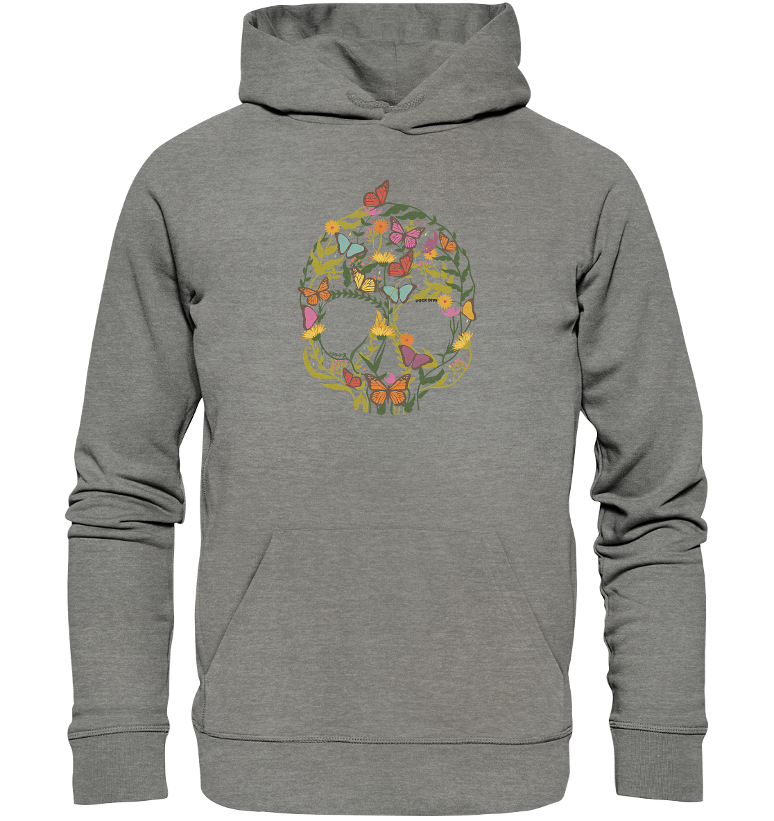 Hoodie - Flower Skull - Organic Hoodie - Duck Dive Clothing