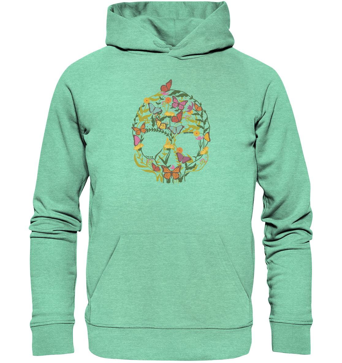 Hoodie - Flower Skull - Organic Hoodie - Duck Dive Clothing